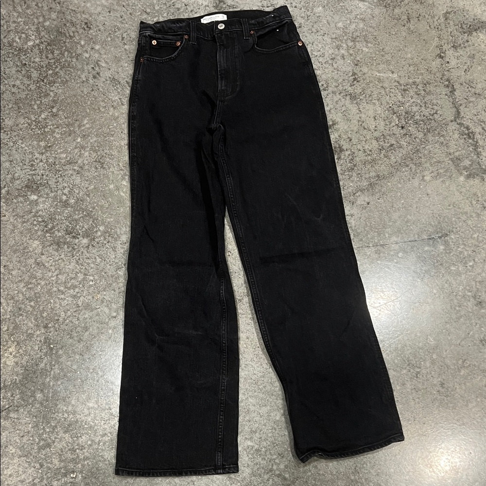 Abercrombie & Fitch Black Ultra High-Rise Wide Leg Jeans